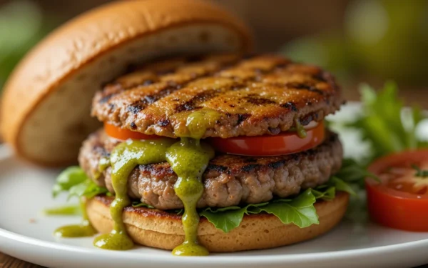 Hambúrguer Vegano de Quinoa e Espinafre com Molho Verde