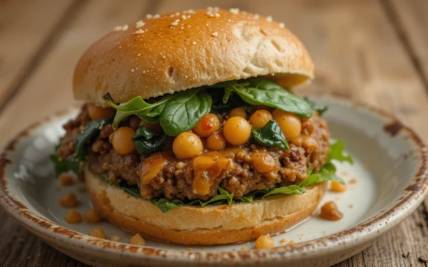 Hambúrguer de grão-de-bico com espinafre: sabor, nutrição e muita proteína vegetal