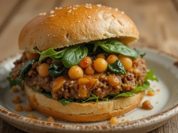 Hambúrguer de grão-de-bico com espinafre: sabor, nutrição e muita proteína vegetal