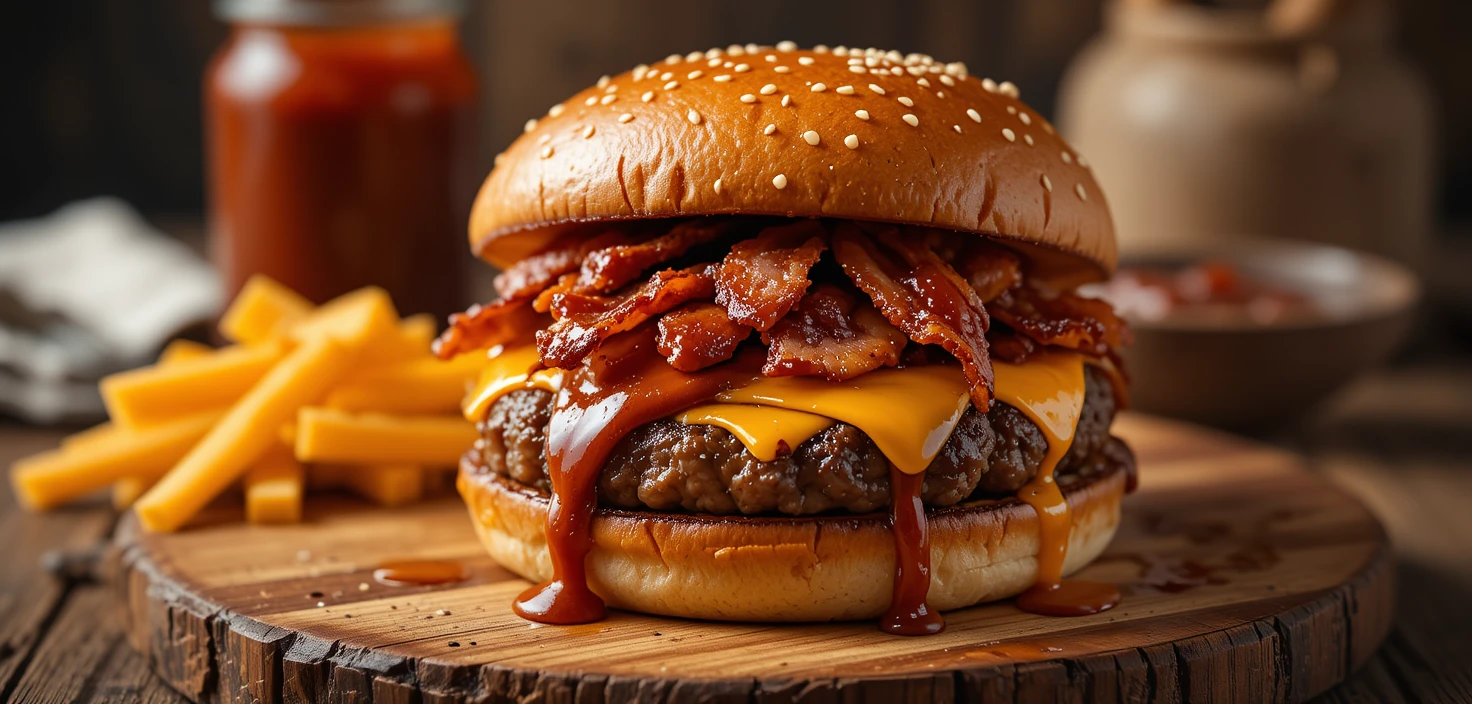 Hambúrguer Texas BBQ com Molho Barbecue Caseiro